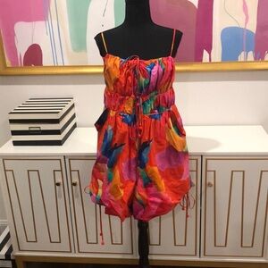 FARM Rio Multicolor Abstract Print Romper - Orange, Pink, Blue, Green, Yellow